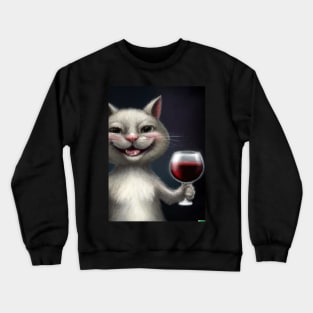 Cat with Wine Crewneck Sweatshirt